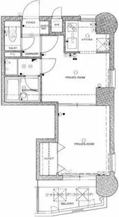 ロマネスク渡辺通り南第2【402号室】の間取り