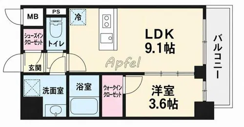 S-RESIDENCE阿波座chiaro【4階】の間取り