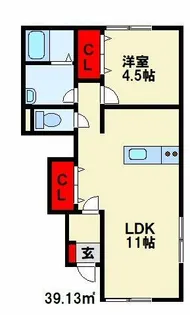 ルミナーレ高須【101号室】の間取り