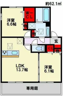 ソレールヴィラ・クレスト【1階】の間取り