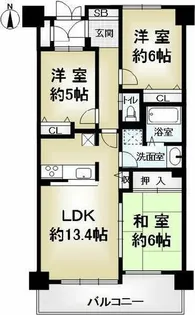 サーパス東向日【6階】の間取り