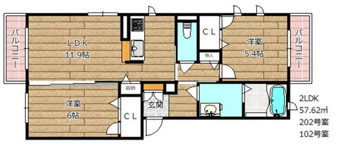 シャリテコルヌイエ【102号室】の間取り