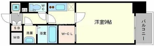 オーパスグラン谷町【9階】の間取り