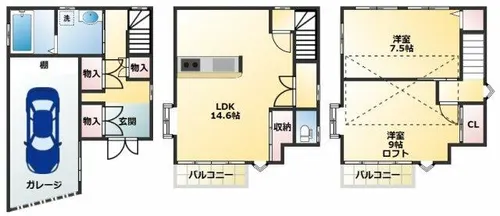 大阪府大阪市平野区瓜破東4丁目【一戸建】の間取り