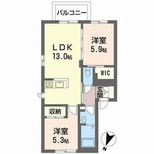ウエストサイドコート A棟【201号室】の間取り