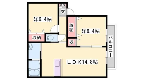 Casa bella Nozato C【1階】の間取り
