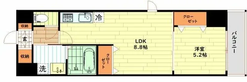 大阪府大阪市西区南堀江2丁目【マンション】の間取り