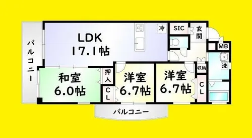 グラシューズ・エール【5階】の間取り