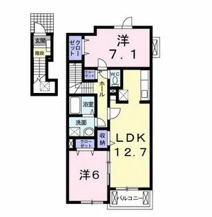 プラシードアロッジオ(三木閉)【2階】の間取り