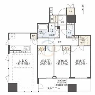 クレヴィアタワー御堂筋本町【24階】の間取り