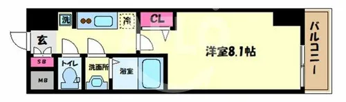 プレサンス谷町九丁目駅前【2階】の間取り