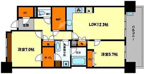 ロイヤルパークスなんば【10階】の間取り