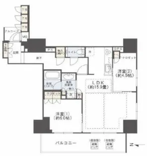 ジオタワー新町【13階】の間取り