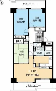 セントラルヒルズ K棟【8階】の間取り