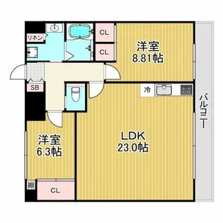 プレジオさくら夙川【8階】の間取り