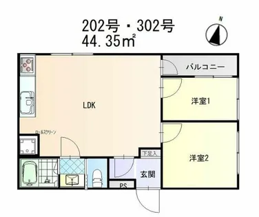 クロノス大濠【202号室】の間取り