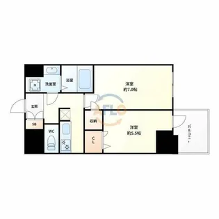 コンフォリア・リヴ新大阪WEST【13階】の間取り