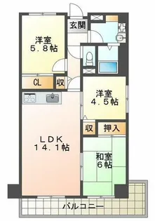ザライフ本多聞【2階】の間取り