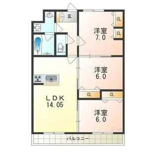 レーヴメゾン羽衣【2階】の間取り