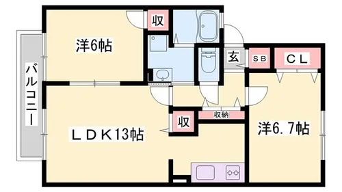 ハーベストウェルA棟【2階】の間取り