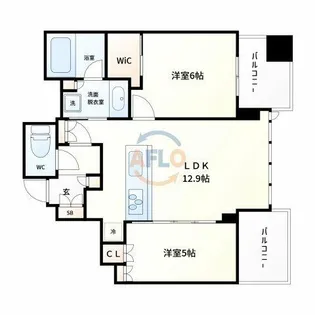 シティタワー大阪本町【14階】の間取り