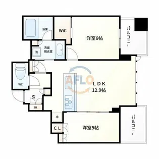シティタワー大阪本町【14階】の間取り
