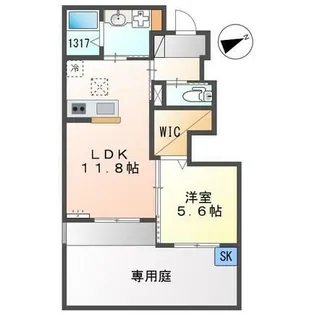 パークビュー ウェスト玉手【1階】の間取り