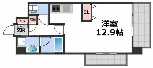 アーバンエース夕陽丘パル【6階】の間取り