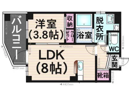ラセーヌ高宮【302号室】の間取り