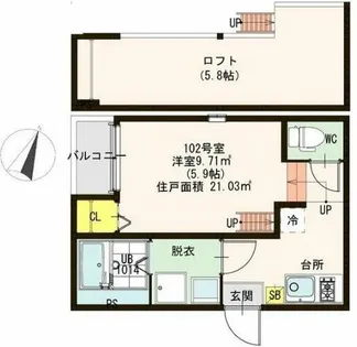 ラ・ヴェネレ【102号室】の間取り