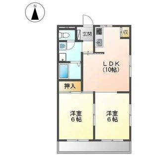 サンハイツ名北【203号室】の間取り