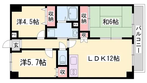 ハピネス北条【3階】の間取り