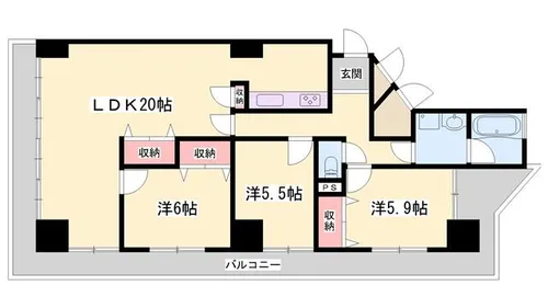 ハイライズ東雲【602号室】の間取り