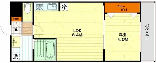 1LDKの間取り画像