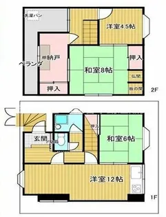 大阪府東大阪市上四条町【一戸建】の間取り