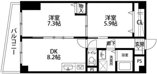 21北堀江【402号室】の間取り