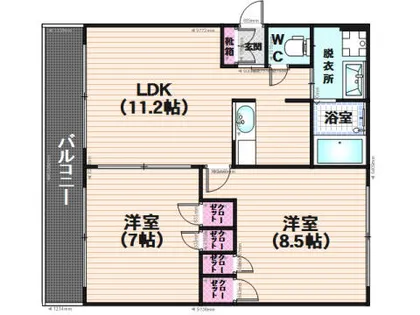 パークサイドヴィラB棟【1F号室】の間取り
