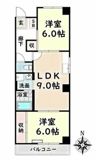 愛知県名古屋市瑞穂区洲山町3丁目【マンション】の間取り
