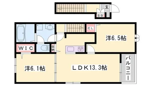 メルヴェイユA【2階】の間取り
