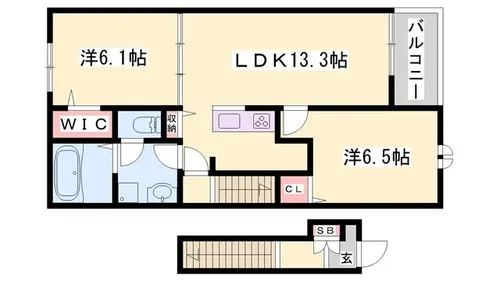 メルヴェイユB【202号室】の間取り