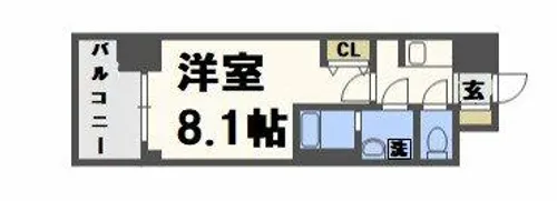 S-RESIDENCE阿波座West【6階】の間取り