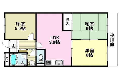 天王タウンハイツ【1階】の間取り
