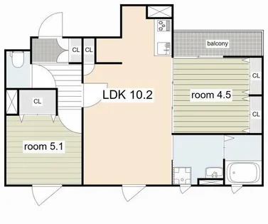 クリエオーレ崇徳院【202号室】の間取り