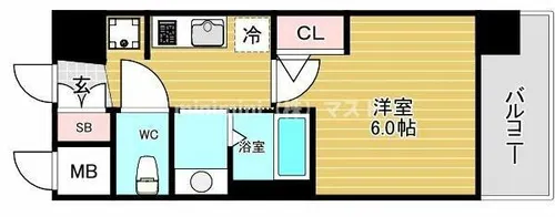 エステムコート難波WEST-SIDEⅨレデント【5階】の間取り