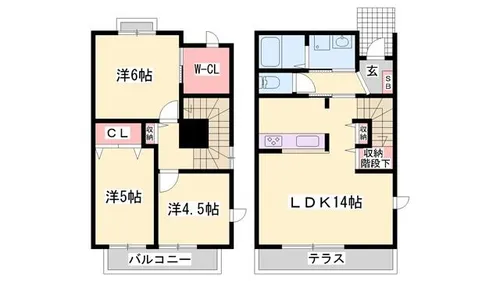 プチウエスト3 D棟【001号室】の間取り