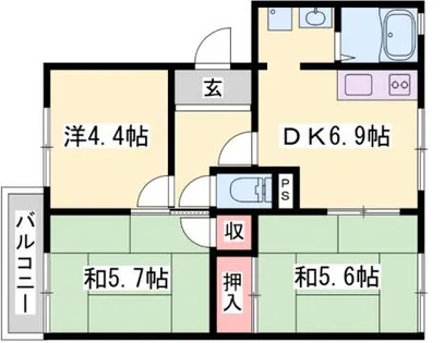 ガーデンハイツ緑ヶ丘E【105号室】の間取り
