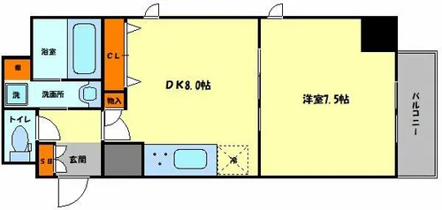 プランドール北浜【13階】の間取り