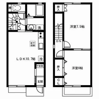 愛知県一宮市花池3丁目【テラスハウス】の間取り