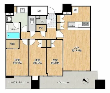 シエリアタワー中之島【24階】の間取り