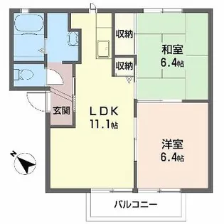 メゾンソレイユ A棟【102号室】の間取り